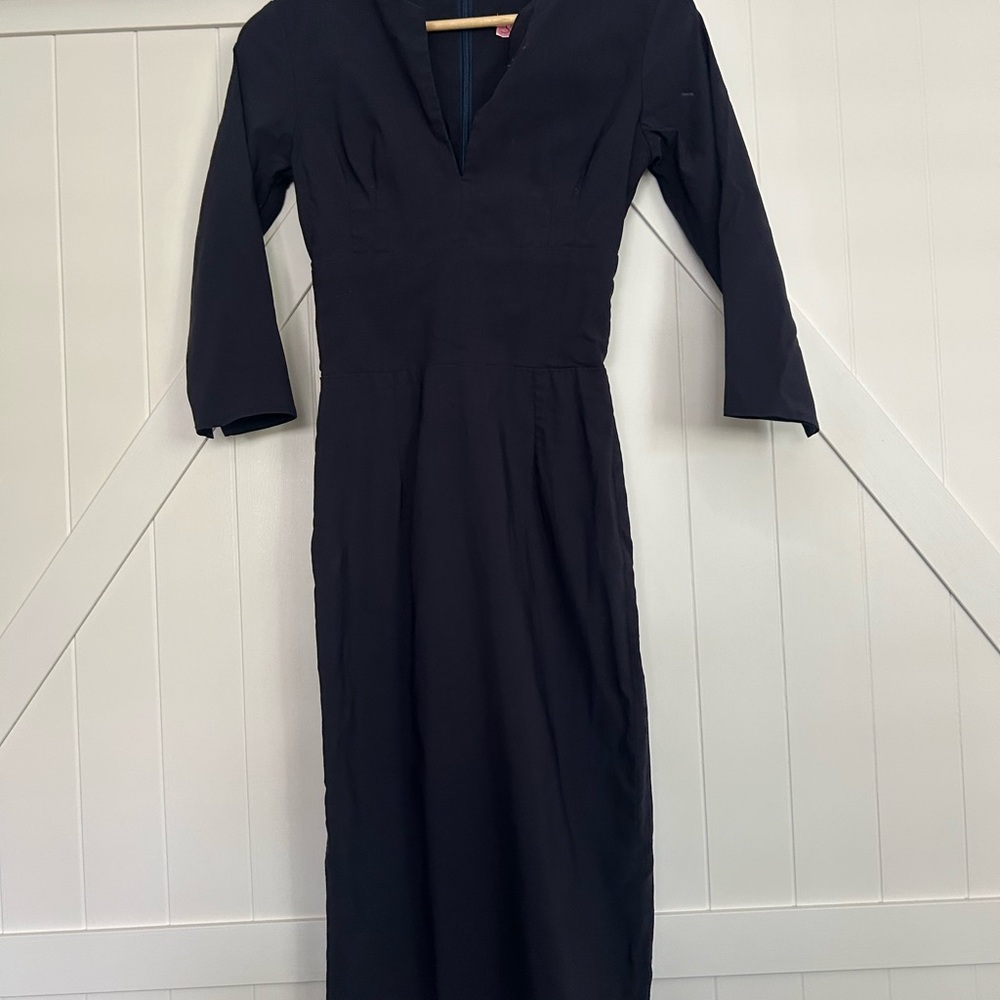 So Couture Elegant Navy Long Sleeve Dress